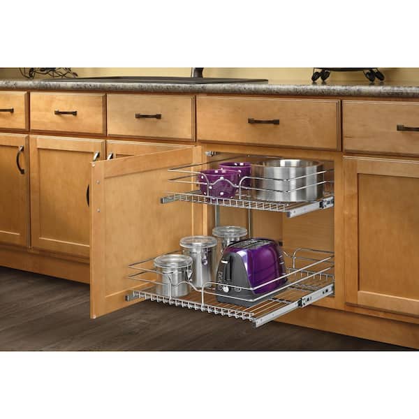 Rev-A-Shelf 19 in. H x 20.75 in. W x 22 in. D Base Cabinet Pull-Out Chrome 2-Tier Wire Basket