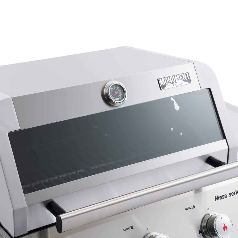 Stainless Steel 3-Burner Propane Gas Grill with Side Burner