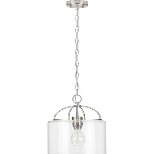 Leyden 1-Light Brushed Nickel Clear Glass Transitional Mini-Pendant Hanging Light