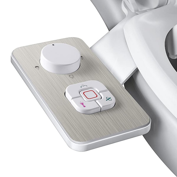Non-Electric Cold Water Bidet Part Bidet Attachment with Pressure Controls, Self-Cleaning Dual Nozzles, Brushed Nickel