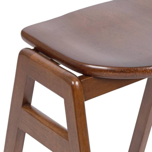 Kate and Laurel Morreau 29 in. Walnut Brown Backless Wood Seat Bar