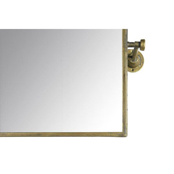 Antique Gold Rectangular Metal Wall Mirror with Wood Frame