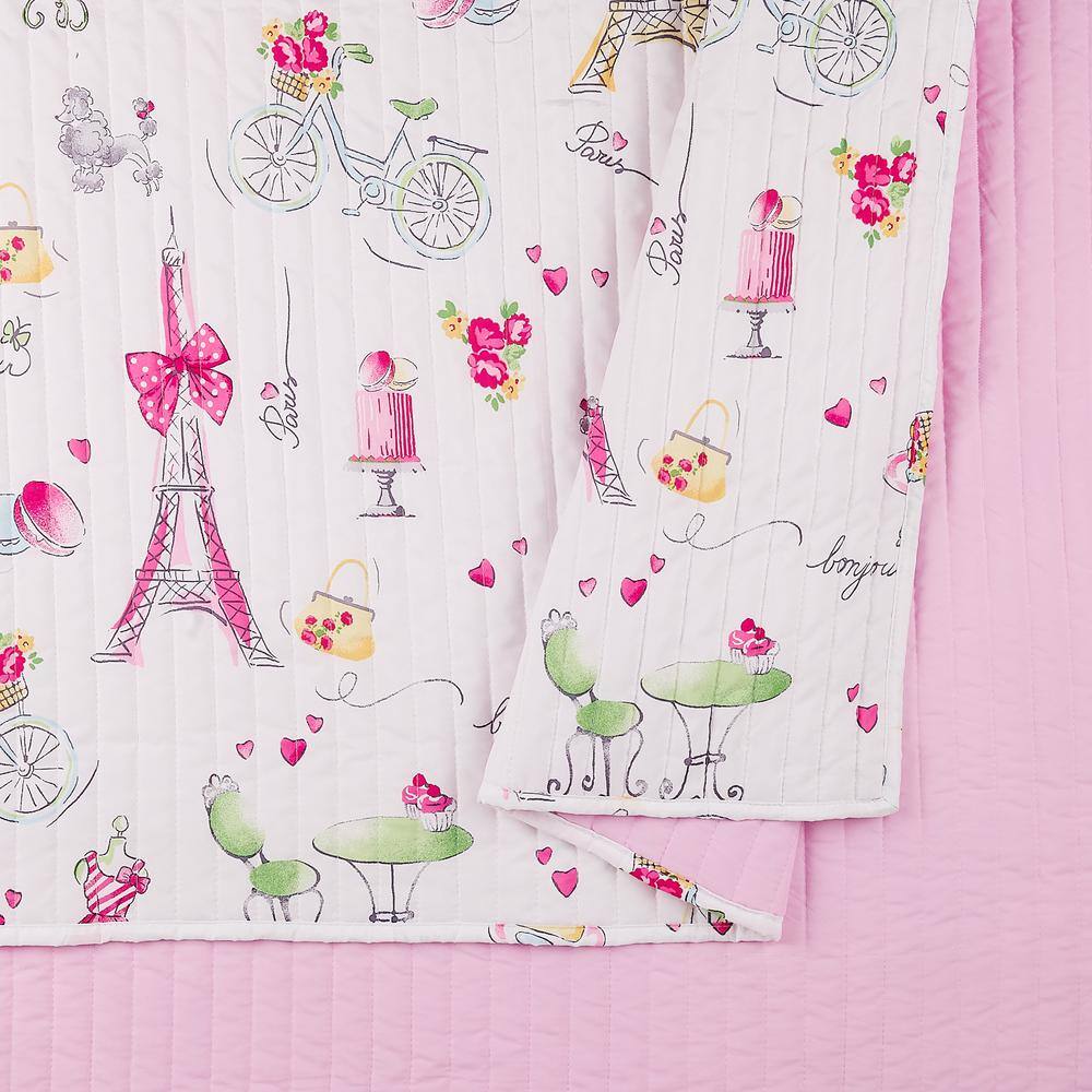Pretty in Paris Pink Microfiber Twin Quilt Set