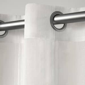 Penny Off-White Solid Sheer Grommet Top Curtain, 50 in. W x 108 in. L (Set of 2)