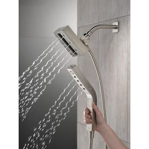 In2ition 4-Spray Patterns 1.75 GPM 4.5 in. Wall Mount Dual Shower Heads in Lumicoat Stainless