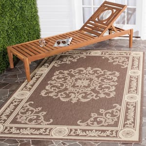 Courtyard Chocolate/Natural 4 ft. x 6 ft. Floral Indoor/Outdoor Patio  Area Rug