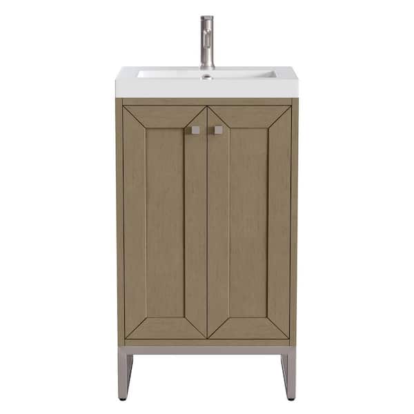 Chianti 19.8 in. W x 15.38 in. D x 35.5 in. H Single Bath Vanity in Walnut Whisper with White Glossy Composite Stone Top