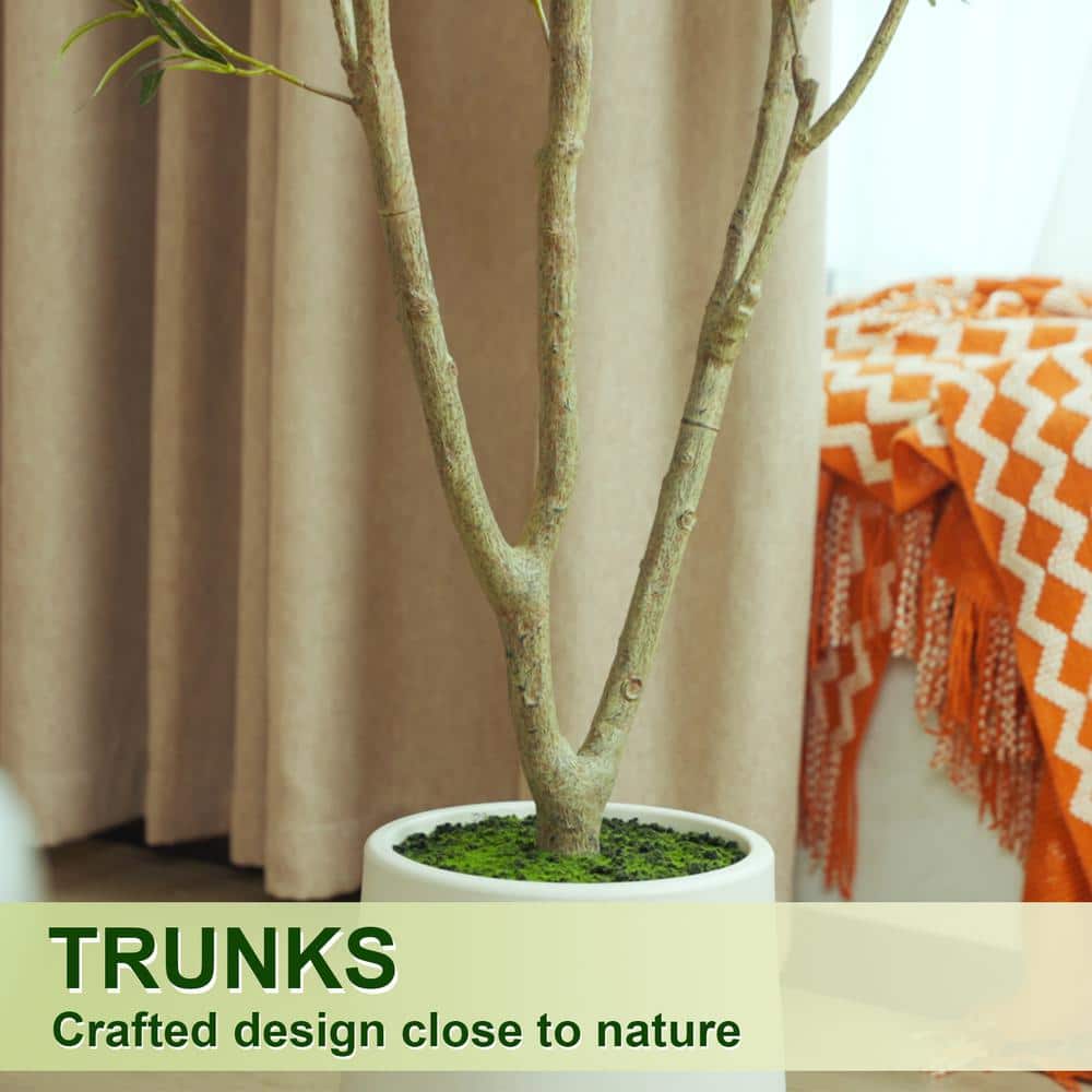 6ft Faux Olive Tree with White Plastic Planter