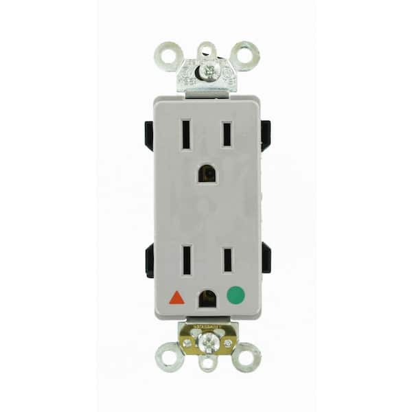 Leviton Decora Plus 15 Amp Hospital Grade Extra Heavy Duty Isolated Ground Duplex Outlet Gray 5852