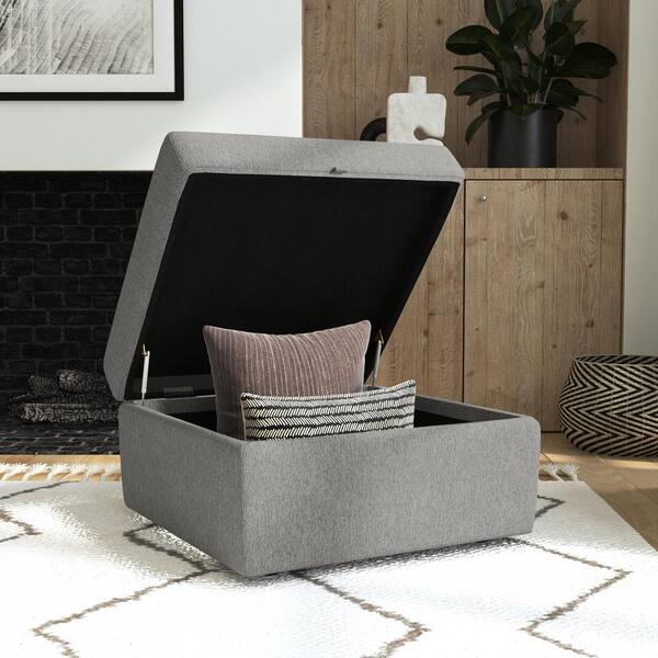 FLEXSTEEL Flex Pebble Dark Gray Live Smart Polyester Performance Fabric  Square 31 in. Storage Ottoman 9022092S31302 - The Home Depot