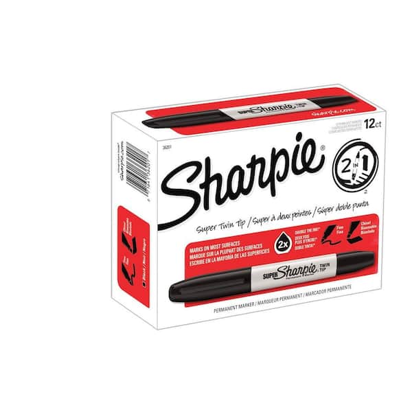 Sharpie Black Super Twin Tip Permanent Marker (Box of 12)