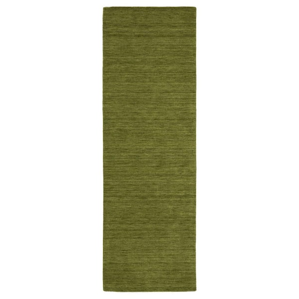 2 ft. x 8 ft. Green Solid Color Washable Area Rug