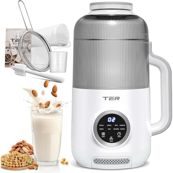 800 W 40 oz. Stainless Steel White Blender Milk Makers with Delay Start Control Keep Warm Setting Auto-Clean