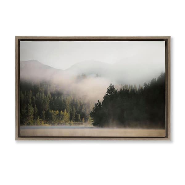 Rolling Fog Woodland View by Carol Robinson Brown Floater Frame Nature Graphic Art Print 21 in. x 31 in.