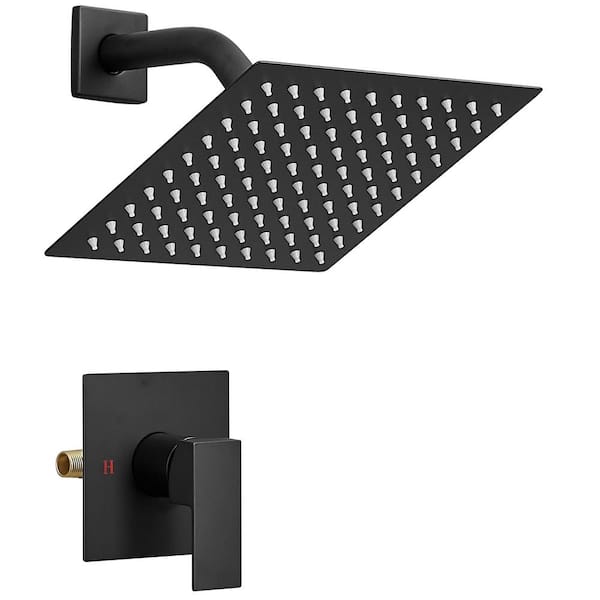 Modern Single Handle 1-Spray Square Shower Faucet 2.5 Gpm with 10 in. in Matte Black (Valve Included)