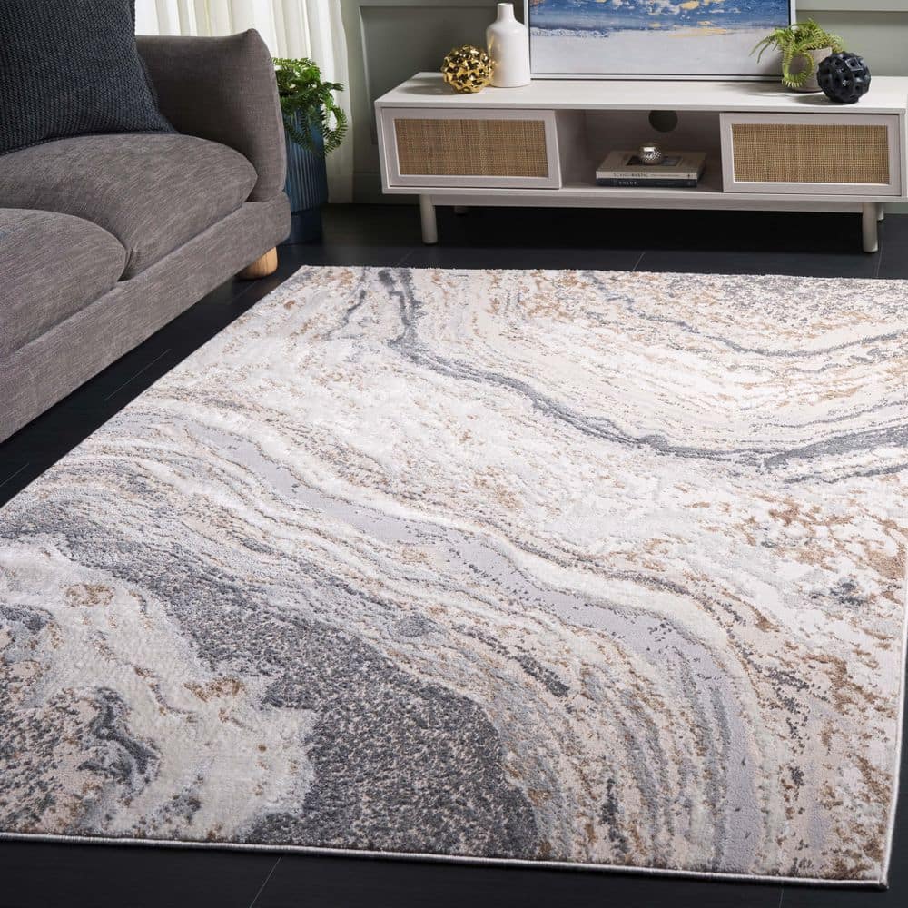 Aura 5 ft. x 7 ft. Beige/Gray Abstract Area Rug price history on PriceWatchPro