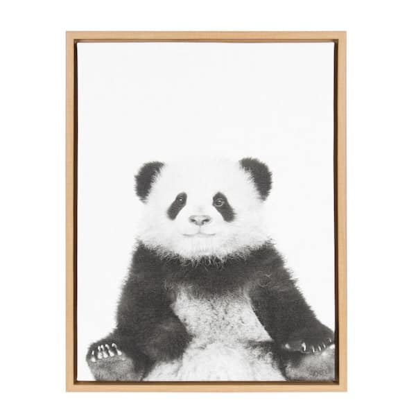 Kate and Laurel 24 in. x 18 in. "Panda" by Tai Prints Framed Canvas Wall Art