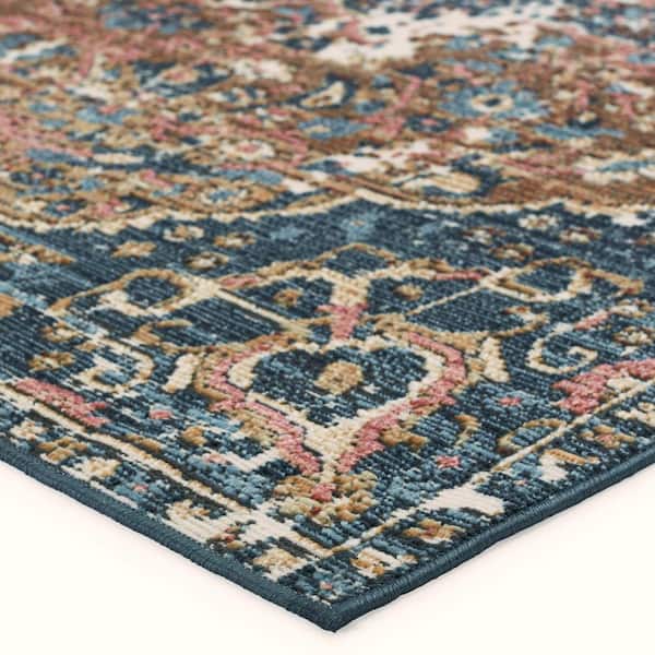 Akela Dark Blue/Multicolor 8 ft. x 10 ft. Medallion Rectangle Indoor/Outdoor Area Rug
