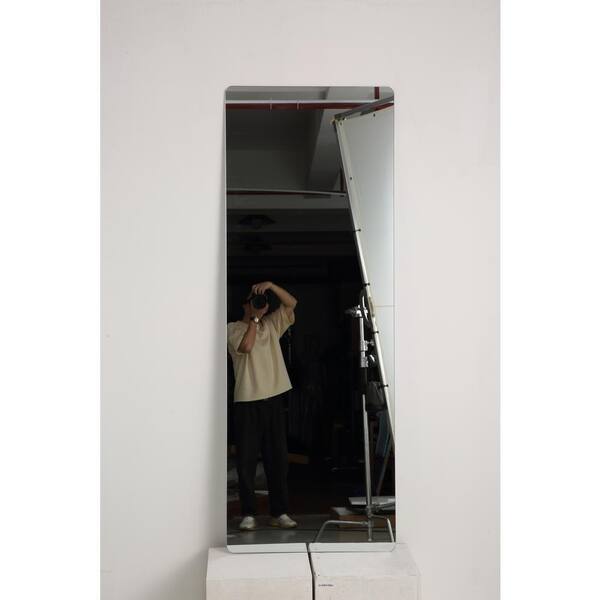 Silver 56 in. W x 15 in. H Full Length Mirror Wall-Mounted Round