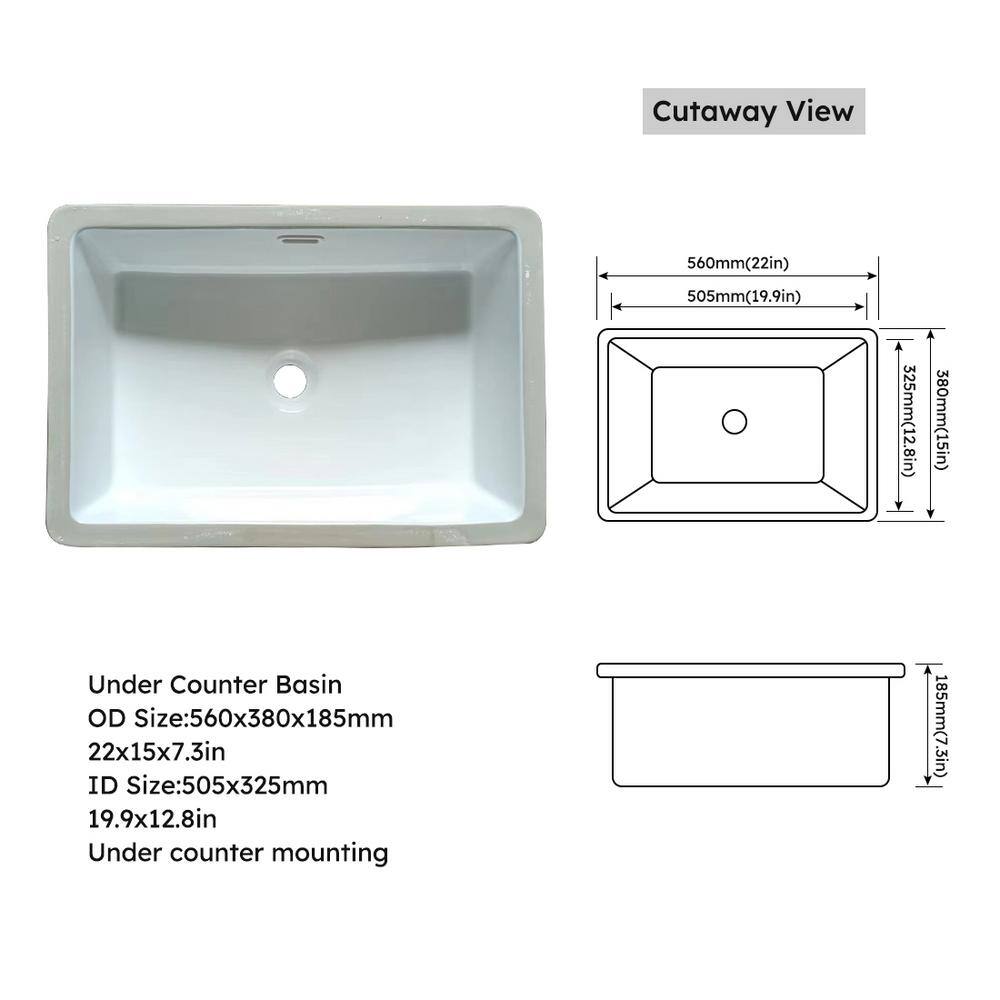 37 in. White Engineered Stone Composite Vanity Top with Rectangular Sink