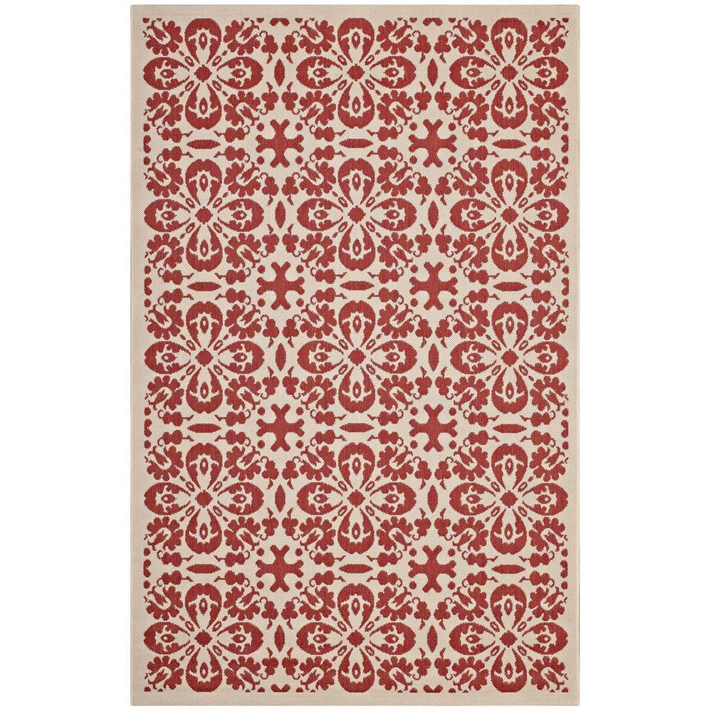 Ariana in Red and Beige 5 ft. x 8 ft. Vintage Floral Trellis Indoor and Outdoor Area Rug price history on PriceWatchPro