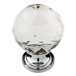 Nora 1-3/16 in. (30mm) Chrome and Clear Faceted Glass Cabinet Knob (4-Pack)