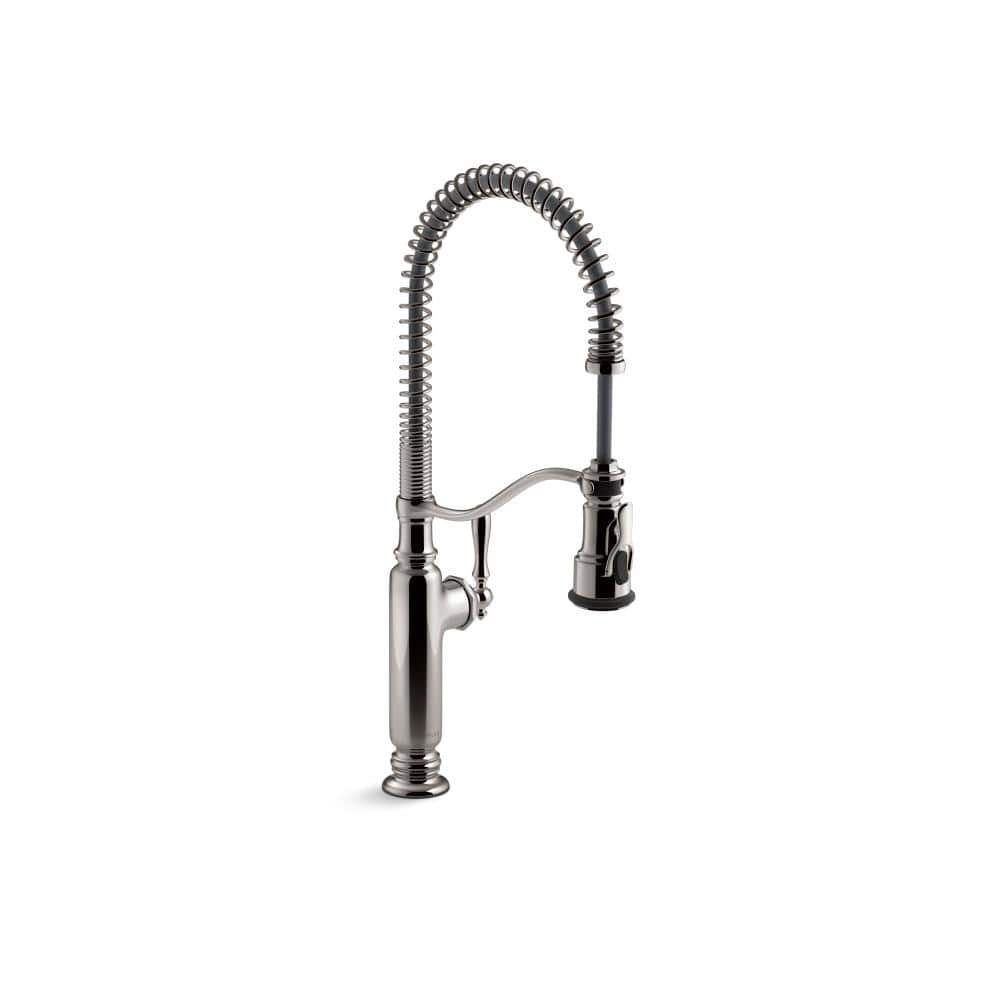 KOHLER Tournant Single Handle Semi-Professional Kitchen Sink Faucet with 3-Function Sprayhead in Vibrant Titanium