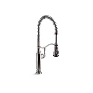 Tournant Single Handle Semi-Professional Kitchen Sink Faucet with 3-Function Sprayhead in Vibrant Titanium