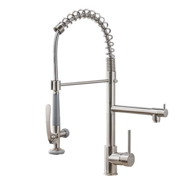 Unbranded Single Handle Pull Down Sprayer Kitchen Faucet with Pot Filler in Brushed Nickel