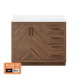 Huckleberry 42 in. Single Sink Spiced Walnut Bath Vanity with White Engineered Stone Top (Assembled)