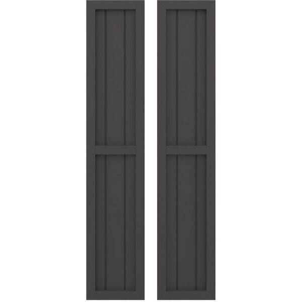 Ekena Millwork 10-1/2 in. W x 81 in. H Americraft 3-Board Real Wood 2 Equal Panel Framed Board and Batten Shutters in Shadow Mountain