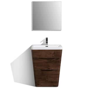 Victoria 25 in. W x 20 in. D x 34 in. H Bathroom Vanity in Rosewood with White Acrylic Top with White Sink