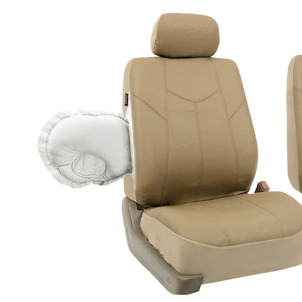 FH Group PU Leather 47 in. x 23 in. x in. Rome Half Set Front Seat Covers  DMPU009TAN102 The Home Depot