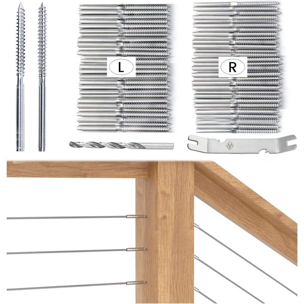 Swage Lag Screws 1/8 T316 Stainless Steel Cable Railing Hardware Kit for Wood Post Left and Right Threads 40 Pack price history on PriceWatchPro