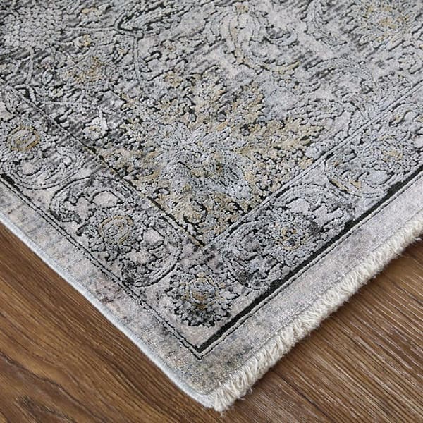 2 ft. x 8 ft. Gray, Silver Trellis Runner Rug