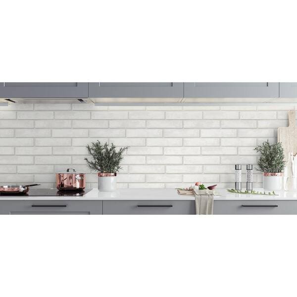 NextWall Subway Tile White Vinyl Peel & Stick Wallpaper Roll (Covers 30.75  Sq. Ft.) NW34000 - The Home Depot