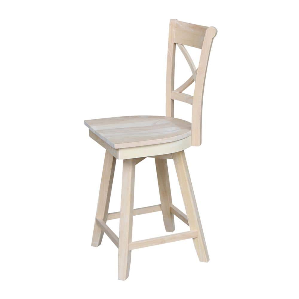 Charlotte 24" Unfinished Solid Wood Swivel Counter Height Stool