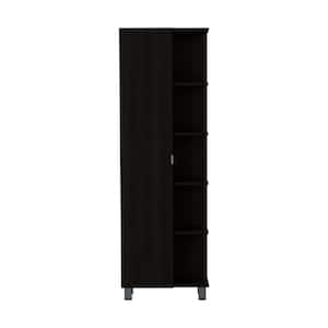 20.15 in. W x 8.58 in. D x 62.2 in. H Black Linen Cabinet, 4 Interior Shelves, 5 External Shelves