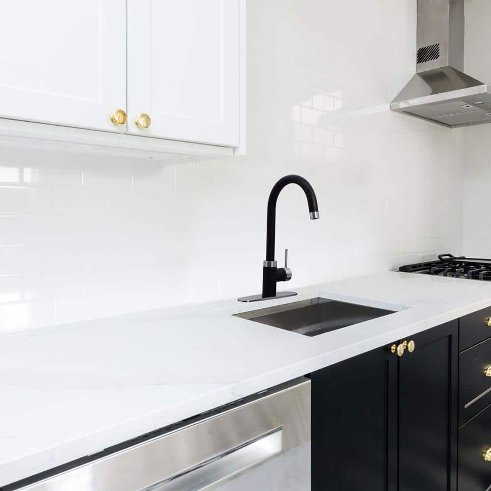 Matte Black and Stainless Steel 3-in-1 Kitchen Faucet with Instant Hot Water Tank