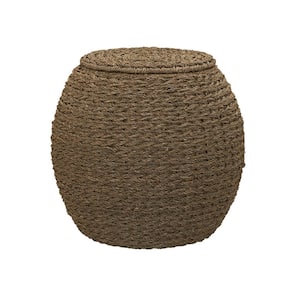 17 in. Barrel Basket Side Table in Natural Seagrass