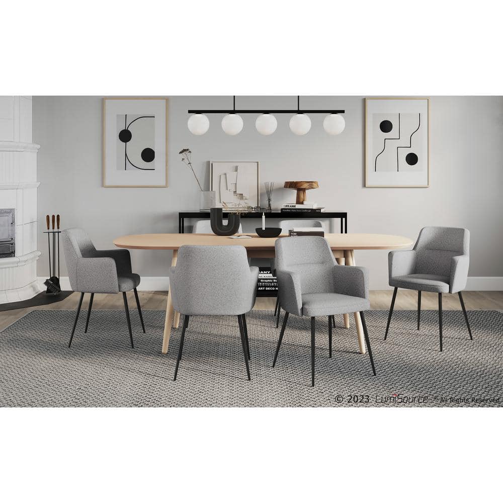 Gray Faux Leather Upholstered Arm Chair with Wood and Metal Frame
