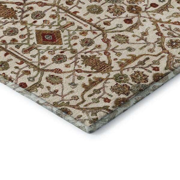 Mayfield Premium Machine Washable Abstract AMF1130 Ivory 9 ft. x 12 ft. Area Rug