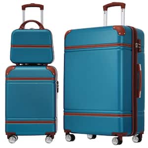 Blue Lightweight 3-Piece Expandable ABS Hardshell Spinner 20" + 28" Luggage Set with Cosmetic Case, 3-digital TSA Lock
