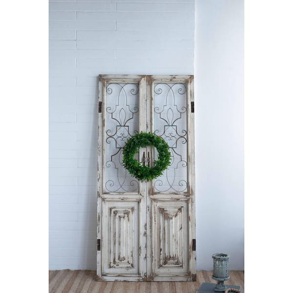 15.8 in. x 66.9 in. White Wooden Decorative Panel Wall Sculpture by Unknown Wooden Wall Art