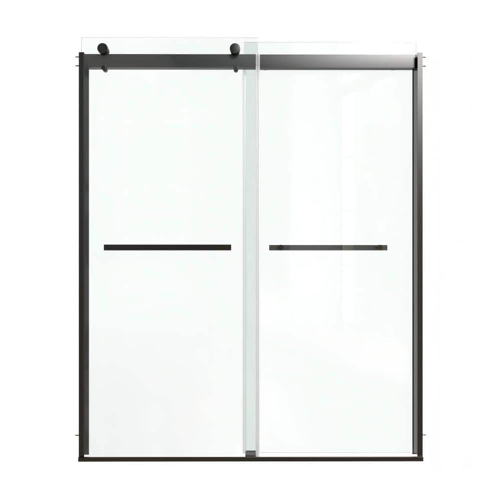 56-60 in. W x 74 in. H Dual Sliding Frameless Shower Door in Matte Black with 5/16 in. (8 mm) Clear Glass price history on PriceWatchPro