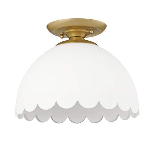 Golden Lighting Dorinda 12.25 in. 1-Light Brushed Champagne Bronze Semi-Flush Mount