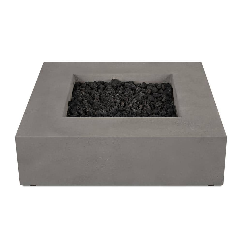 Flint Gray Low Square Concrete Propane Fire Pit Table