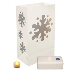11 in. Battery Operated Snowflake Luminaria Kit (Set of 12)