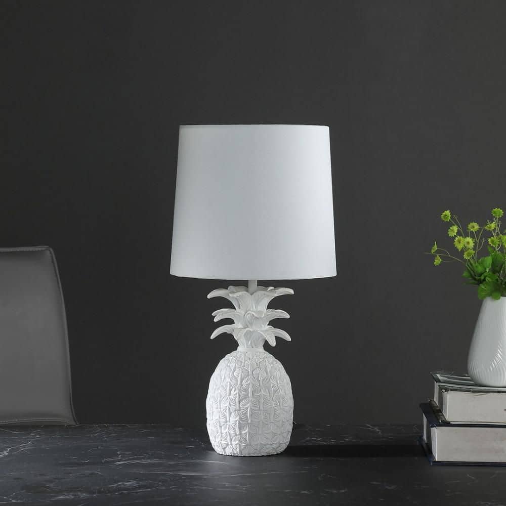 17 in. White Tropical Pineapple Table Lamp with Textured Drum Shade, Coastal Cottage Style for Bedroom and Living Room price history on PriceWatchPro