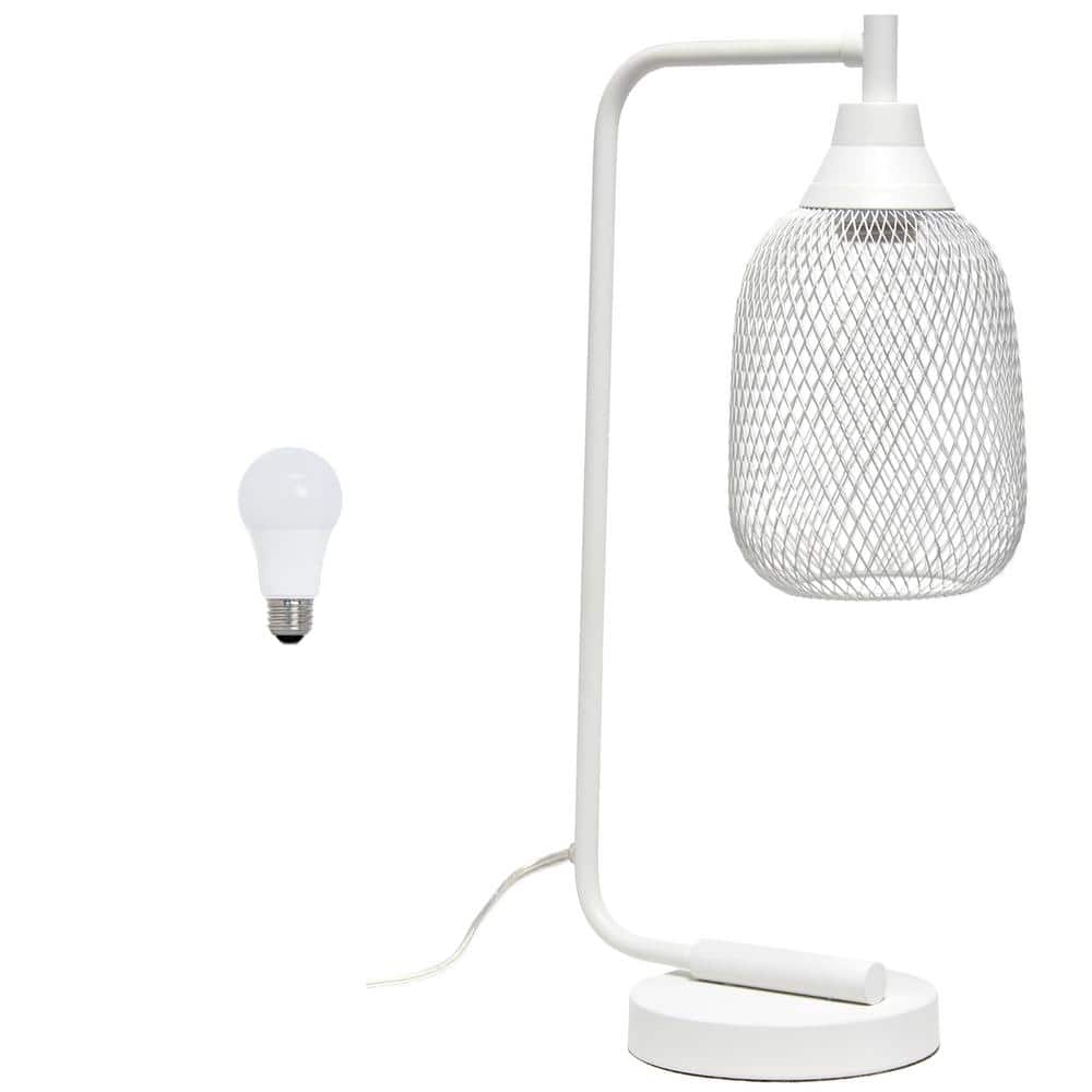 19 in. Industrial Mesh Wire Novelty Desk Lamp with LED Bulb for Living Room